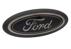 Ford F-150 Emblem Kit - Front/Rear - Ford Racing - Smoked Chrome Oval w/o Camera Provision - Black - `18-`23